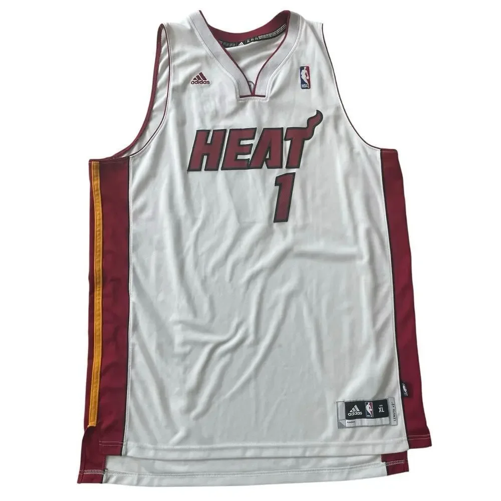 ADIDAS NBA MIAMI HEAT BOSH #1 JERSEY‎ STITCHED WHITE RED SZ XL 2011 BASKETBALL